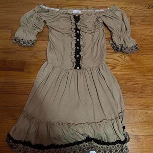 Liz Lisa cottage dress/ size small/ tan color with brown lining